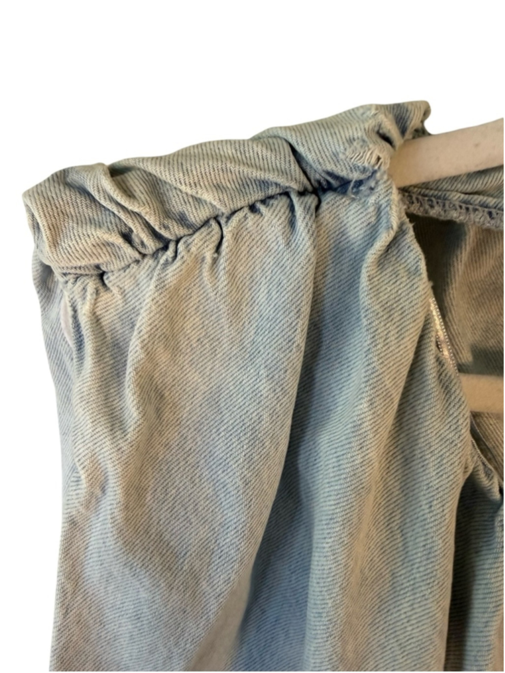 Zara Light Blue Denim Mini Dress with Statement Shoulders Size XL Y2K Minimalist - Picture 8 of 14